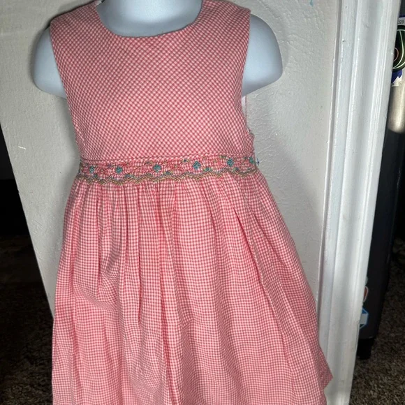 Edgehill Collection Pink Checkered Dress with Floral Accent - Picture 1 of 4